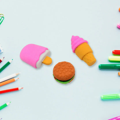 Mix Design Fancy Stylish Colorful Erasers (1 Set 3 Pc Set) - Zidbik