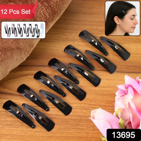 Metal Tik Tak Hair Clips (12 Pcs Set) - Zidbik