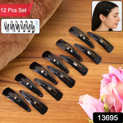 Metal Tik Tak Hair Clips (12 Pcs Set) - Zidbik