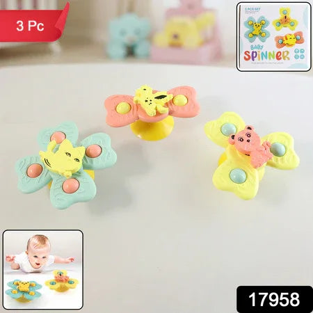 Buzzy Baby Spinner Toy Set Suction Cup Spinning Toys (3 Pc Set) - Zidbik