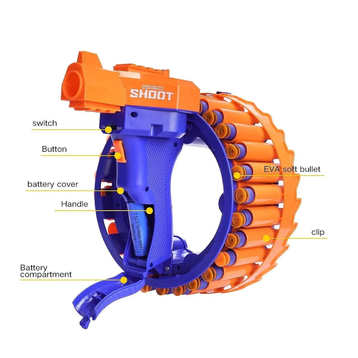 17921 Amazing Toy Gun Electric Gun For Children 28 Soft Bullets For Youth Safety Childrens Electric Hand Ring Wheel Soft Bullet Gun Gift Toys - Zidbik