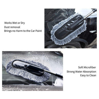 4749 Car Duster Long Retractablesoftnon-sliphandle Multipurpose Microfiber Wash Brush Vehicle Interior And Exterior Cleaning Kit With For Car Boats Or Home - Zidbik