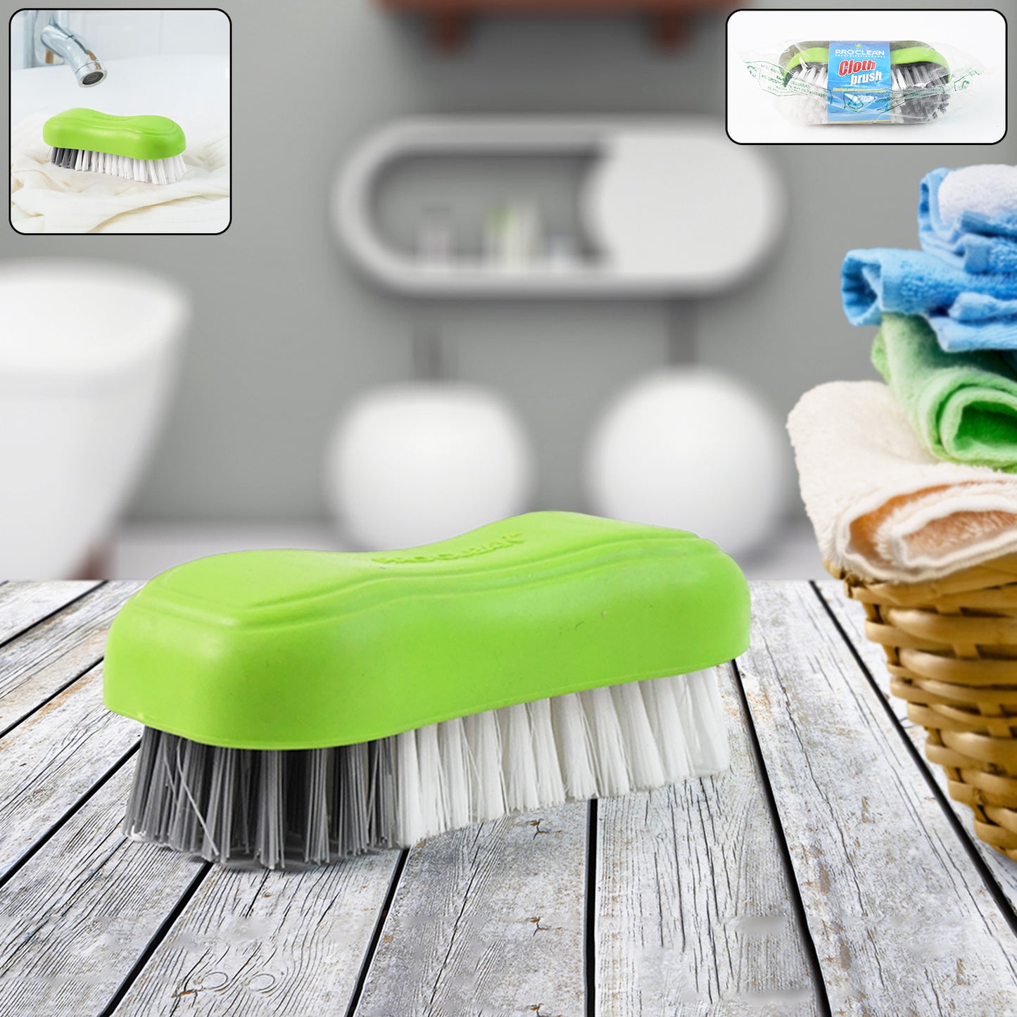 Pro Clean Multi-purpose Cloth Washing Brush With Plastic Handle (1 Pc) - Zidbik