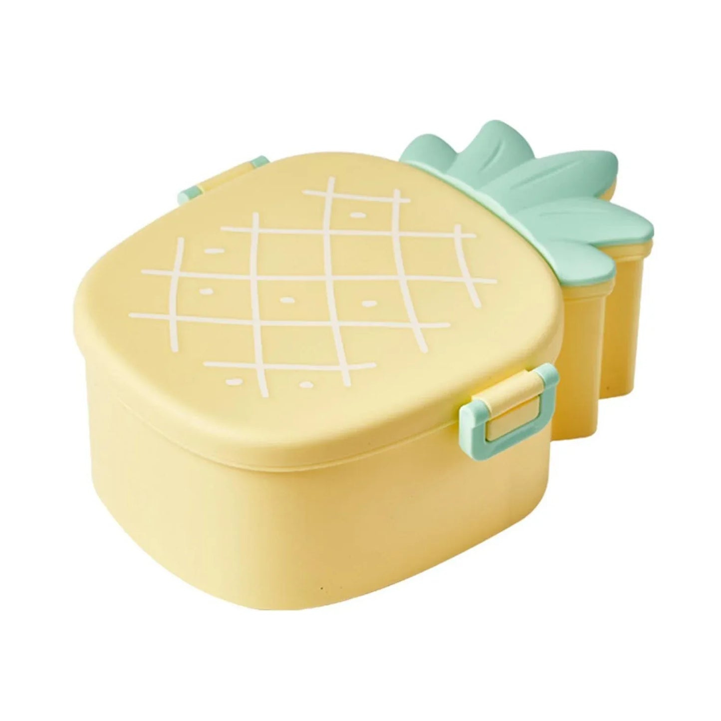 5729 Kids Lunch Box Cute Pineapple Shaped Bento Box With Fork Spoon Snack Candy Container Microwave Portable Office Lunch Box (1 Pc With Spoon Fork Color Box) - Zidbik