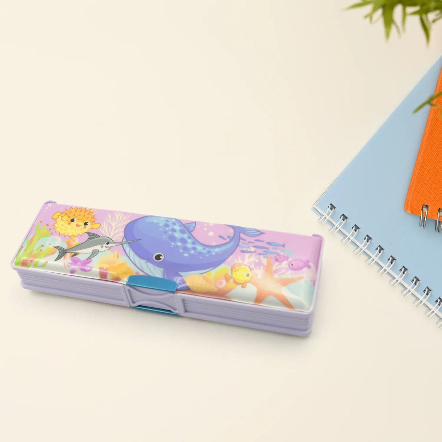 4138 Multipurpose Compass Box Plastic Double Deck Pencil Case With 2 Compartments Supplies Utility Box Storage Organizer Pencil Box For School Cartoon Printed Pencil Case For Kids Birthday Gift For Girls Boys - Zidbik