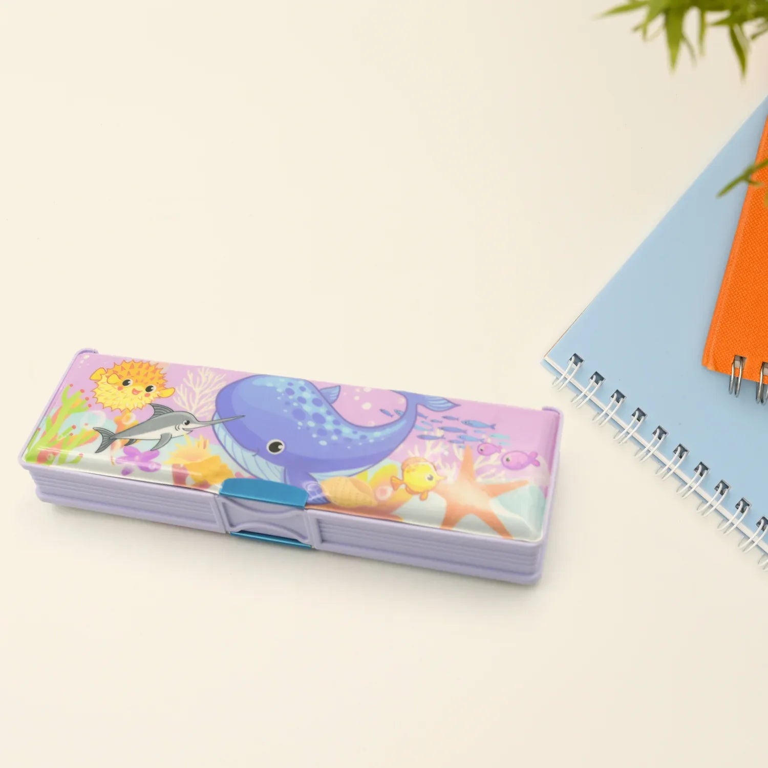 4138 Multipurpose Compass Box Plastic Double Deck Pencil Case With 2 Compartments Supplies Utility Box Storage Organizer Pencil Box For School Cartoon Printed Pencil Case For Kids Birthday Gift For Girls Boys - Zidbik
