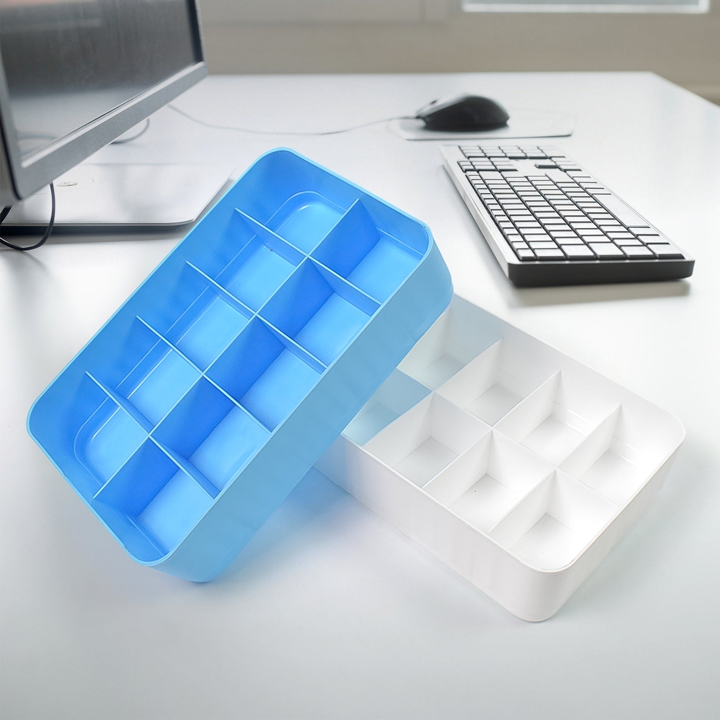 Multi-function Desktop Drawer Storage Box 10 Grid Underwear Socks Box (2 Pc Set) - Zidbik