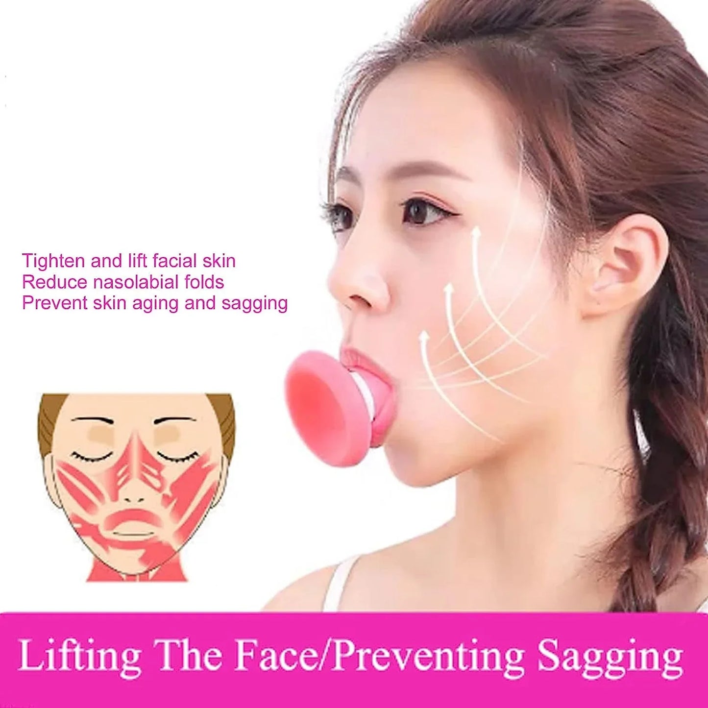 6104 Silicone Facial Jaw Exerciser Breathing Type Face Slimmer Breathing Type Face Slimmer Face Lift Inhaling Exhaling Tool Look Younger And Healthier - Helps Reduce Stress And Cravings - Zidbik