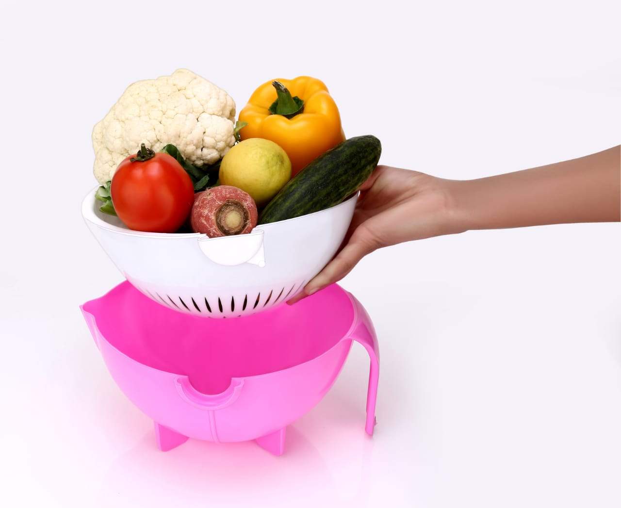 2214 Multifunctional Vegetable Fruits Cutter Shredder With Rotating Drain Basket - Zidbik