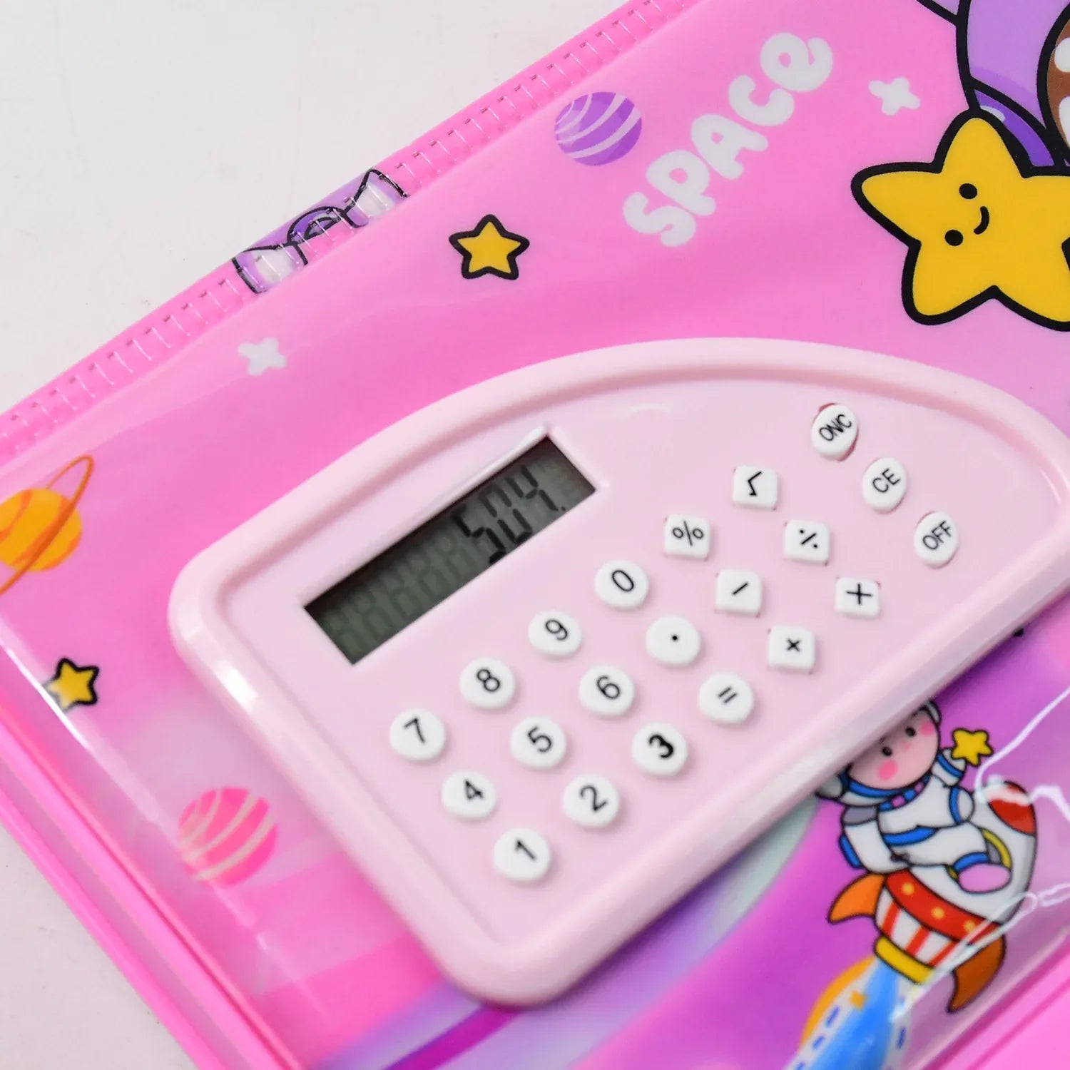 Multi-functional Space Theme Pencil Box With Built-in Calculator (1 Pc) - Zidbik