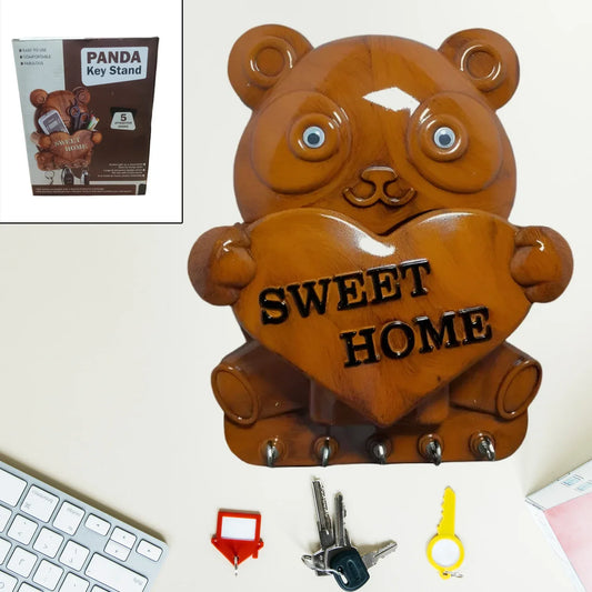 Cute Plastic Panda Key Holder Wall Key Rack With 5 Hooks (1 Pc) - Zidbik