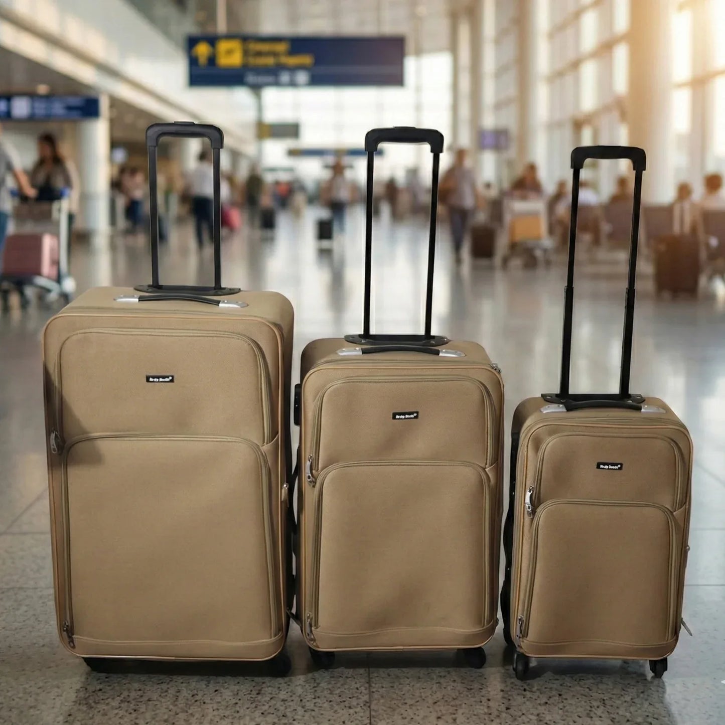 3 In 1 Soft Side Trolley Luggage Set 3 Piece - Zidbik