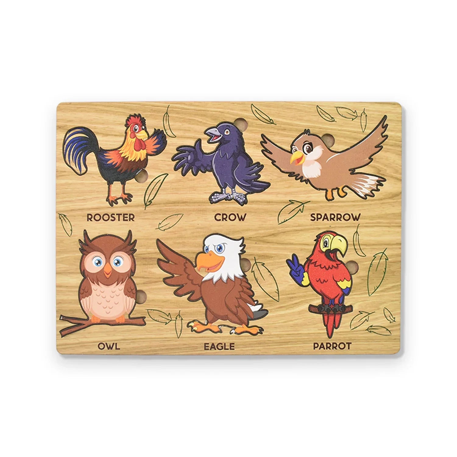 Wooden Bird Puzzle Learning Educational Board (1 Set 2820 Cm) - Zidbik