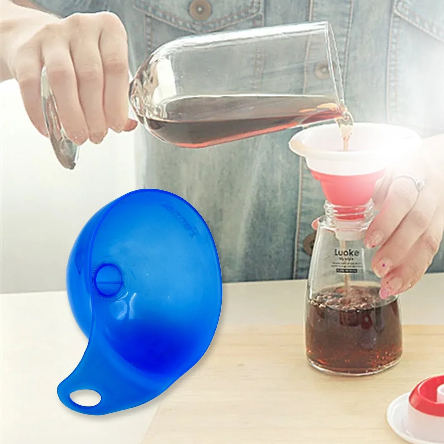 17555 Plastic Funnel For Pouring Oil Sauce Water Juice Cooking Oil Powder Small Food-grains Food Grade Plastic Funnel (1 Pc) - Zidbik