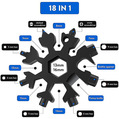 Durable Portable 18 In 1 Snowflake Multi-tool Snowflake Bottle Opener Flat Phillips Screwdriver Kit Wrench - Zidbik