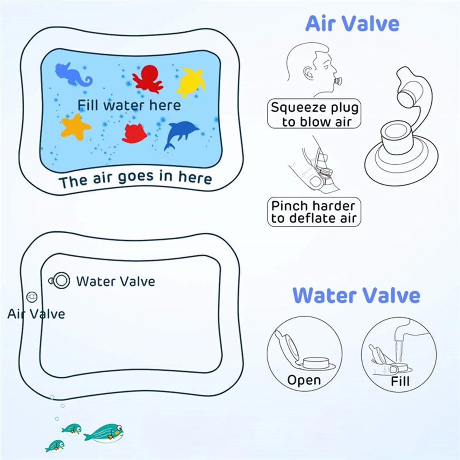 8090 Baby Water Mat Inflatable Baby Play Mat Activity Center For Infant Baby Toys 3 To 15 Months Baby Gifts For Boys Girls(Assorted Design) - Zidbik