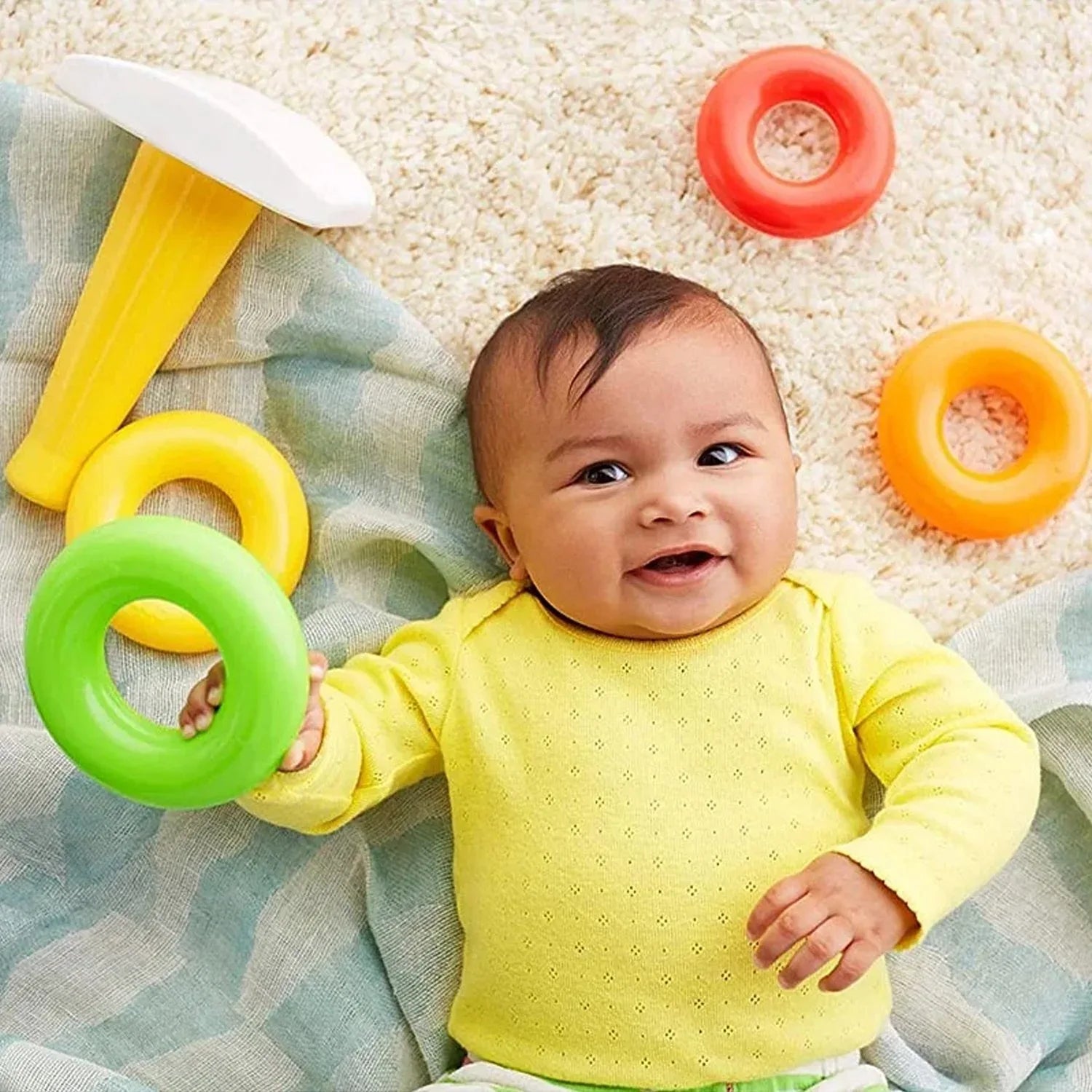 8017 Plastic Baby Kids Teddy Stacking Ring Jumbo Stack Up Educational Toy 5pc - Zidbik