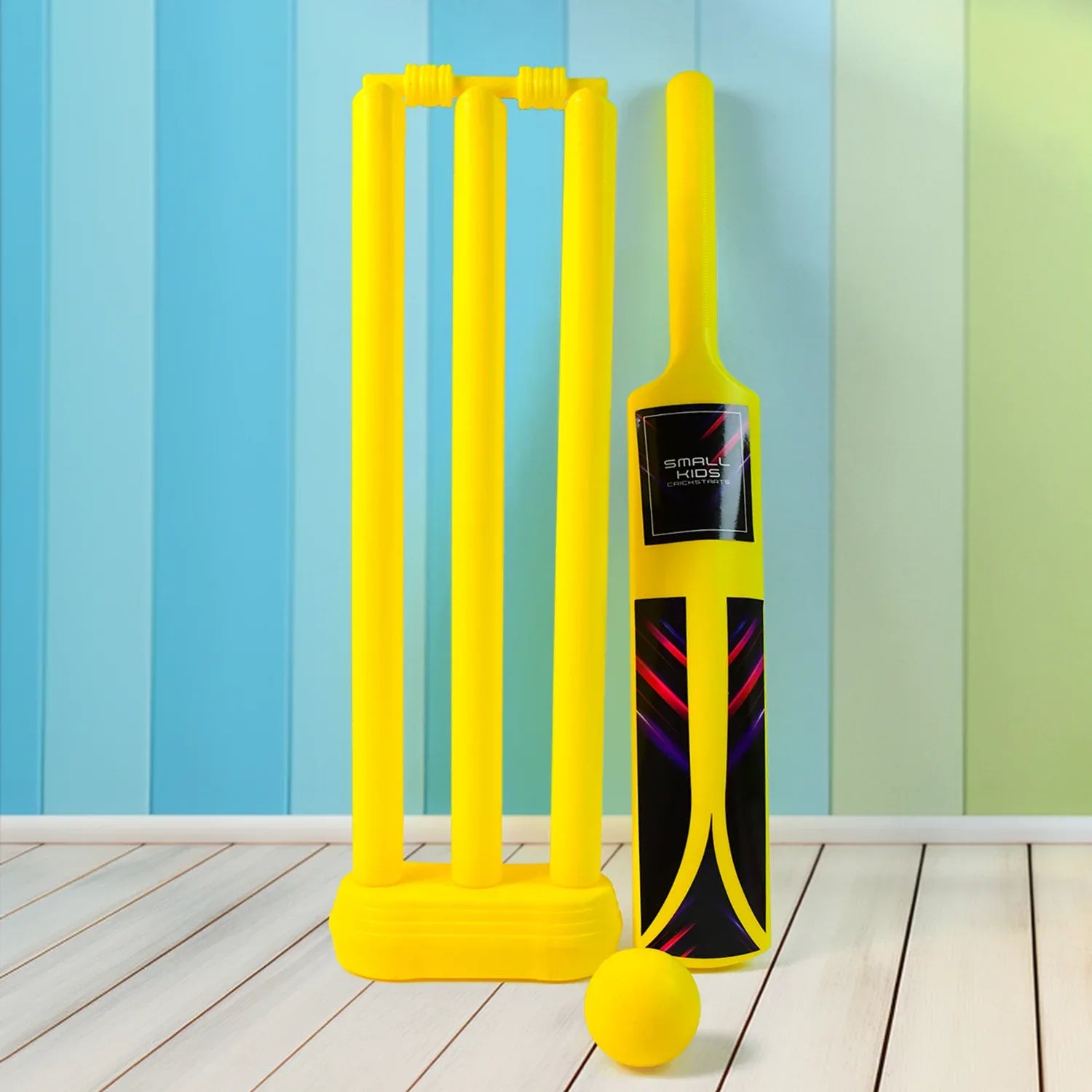 Small Cricket Kit For Boys Girls Cricket Set With 1 Cricket Bat 1 Plastic Ball Bails 3 Stumps With Stand Base - Zidbik