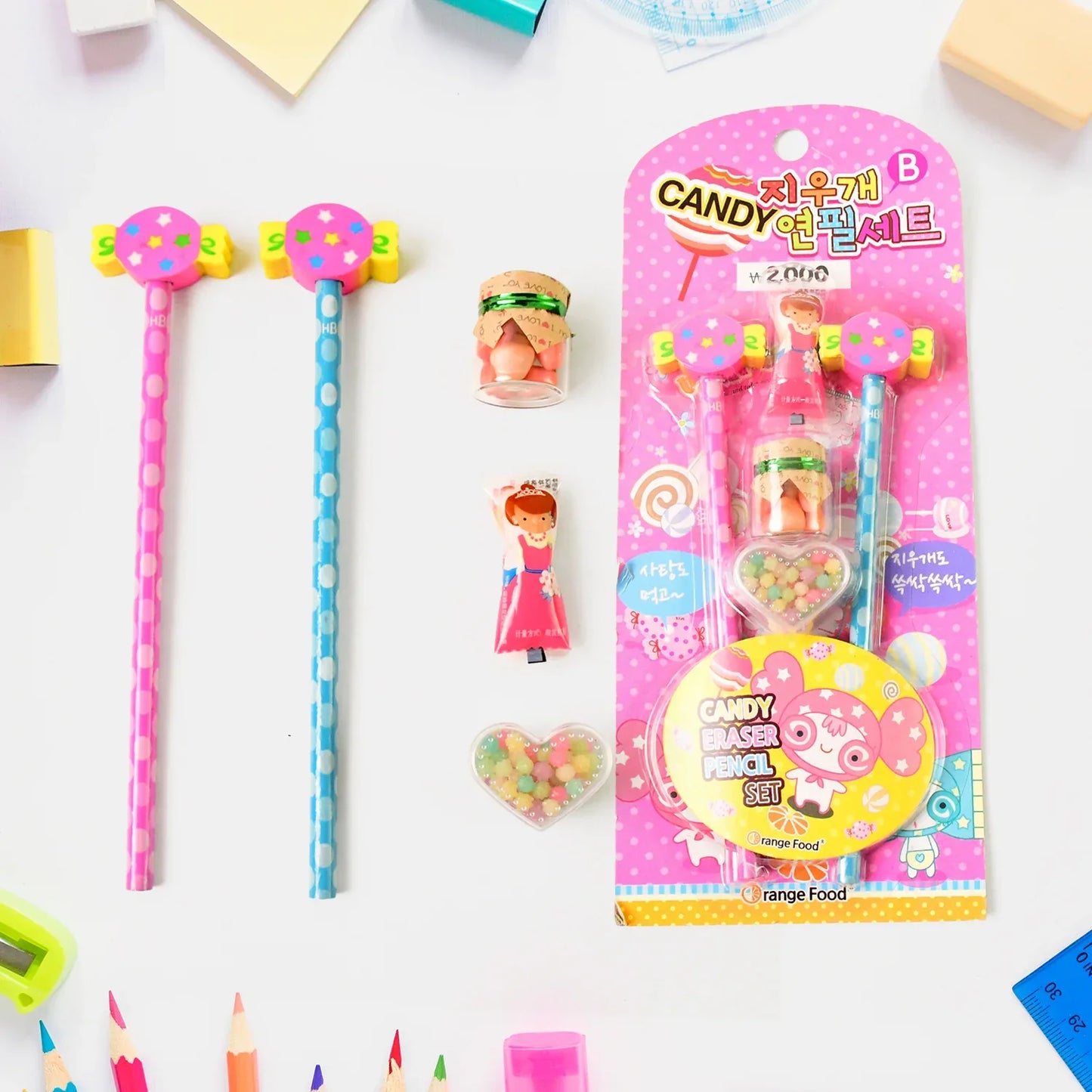 Fun Candy Design Pencil Set With Accessories Set (1 Set ) - Zidbik