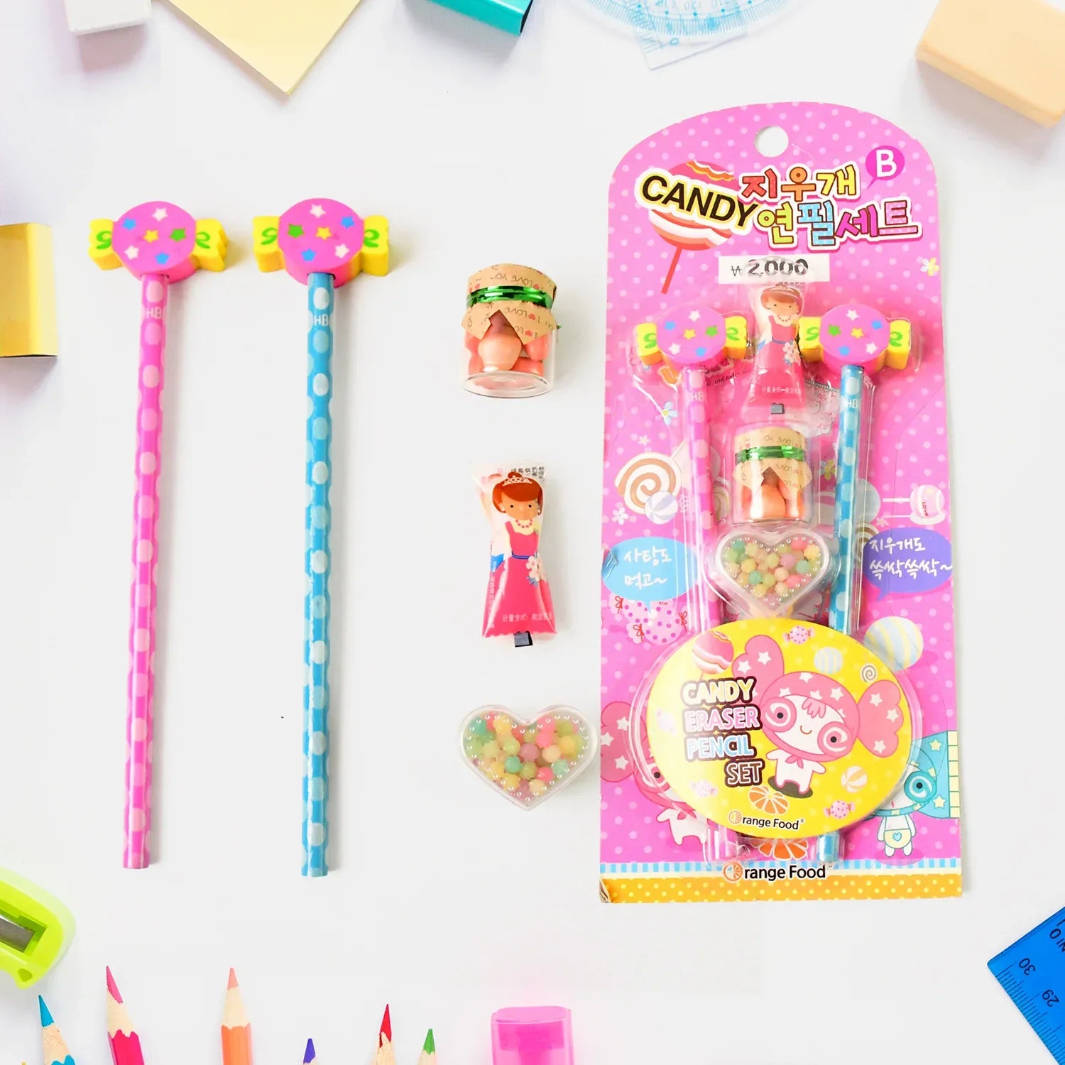 Fun Candy Design Pencil Set With Accessories Set (1 Set ) - Zidbik