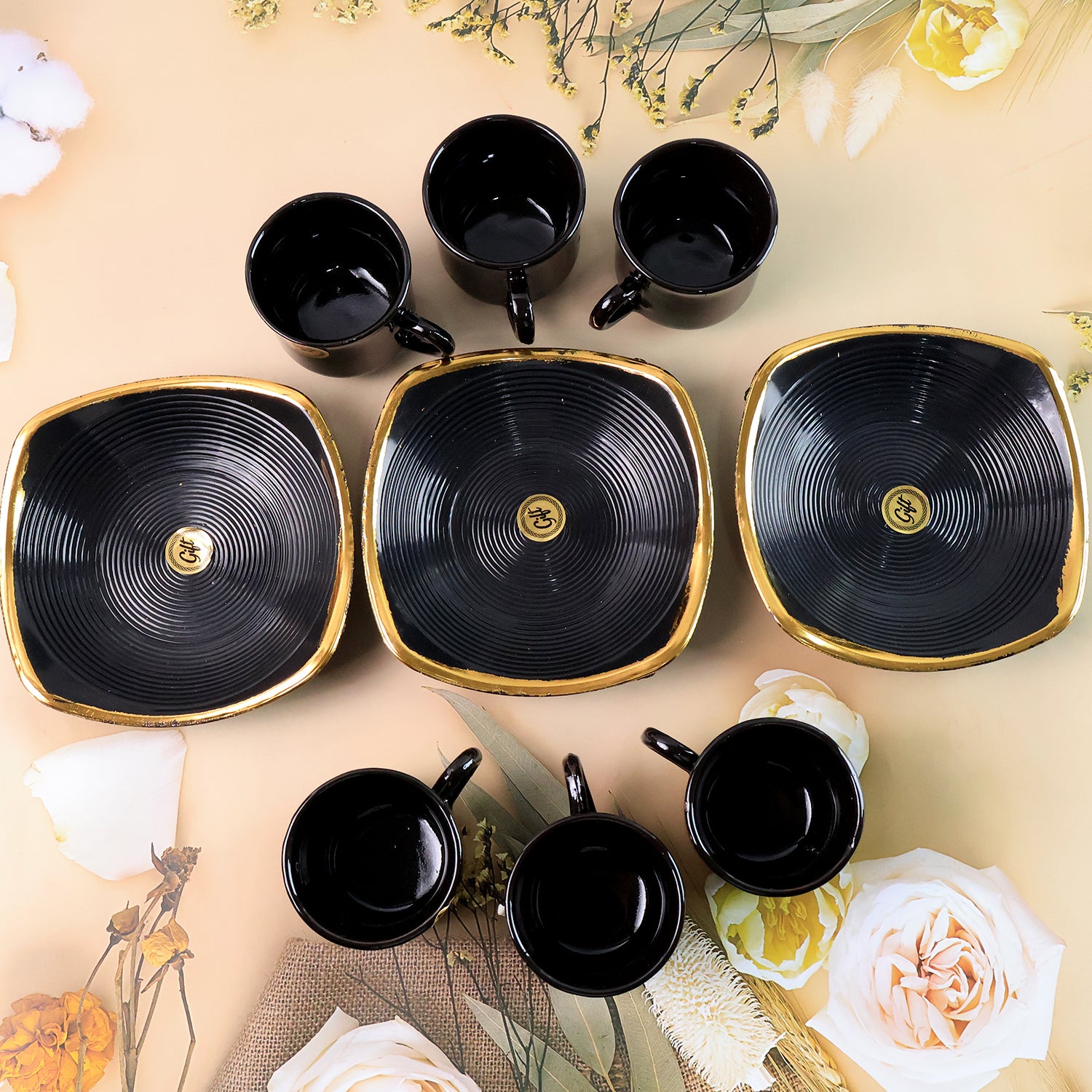 8237 Sweet Buzz Ceramic Tea  Cups  Mug Set With Seashell Shape Serving Bowl Milk Cup Coffee Cup Tea Cup Breakfast Cup Drinking Mug Or Outdoor For Household Gift For Birthday Wedding Party (8 Pcs Set) - Zidbik