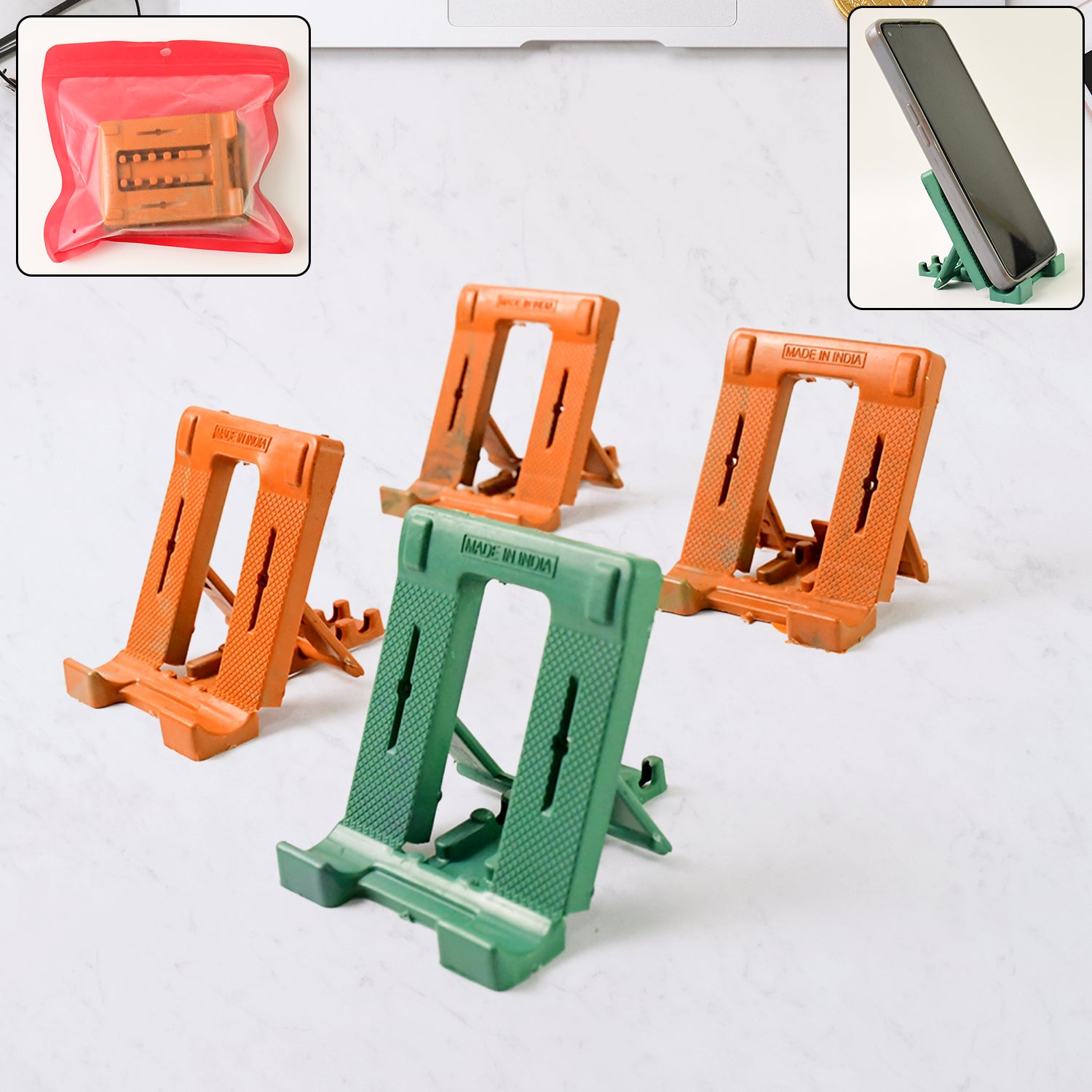 Adjustable 4 Steps Foldable Mobile Stand Holder (4 Pc) - Zidbik
