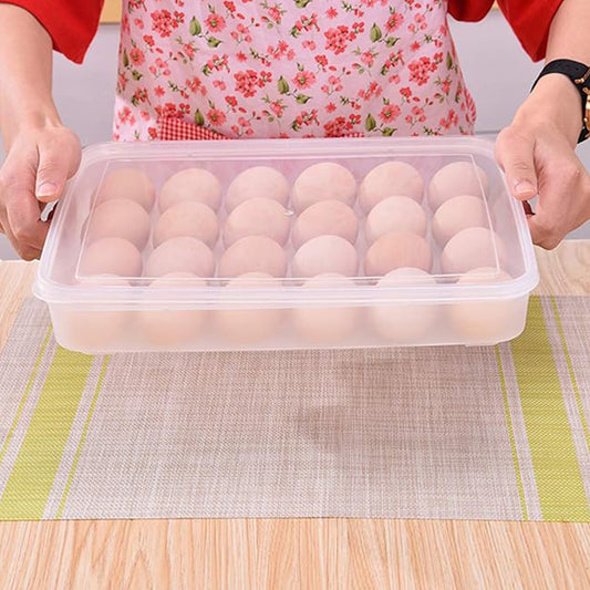 Plastic Egg Storage Container Holder For Refrigerator Egg Tray Holds 24 Eggs (1 Pc) - Zidbik