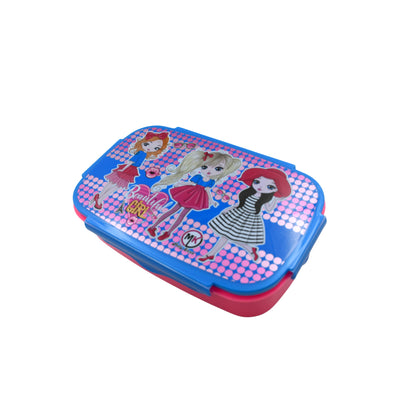 5983 Cartoon Printed Plastic Lunch Box With Inside Small Box  Spoon For Kids Air Tight Lunch Tiffin Box For Girls Boys Food Container Specially Designed For School Going Boys And Girls - Zidbik