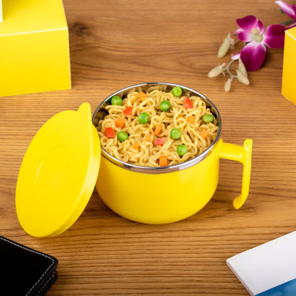 2933 Maggie Bowl With Lid And Handle Soup Bowls For Easy Perfect Breakfast Cereals Fruits Ramen Beverages Essentials Dishwasher Safe Double Layer - Zidbik