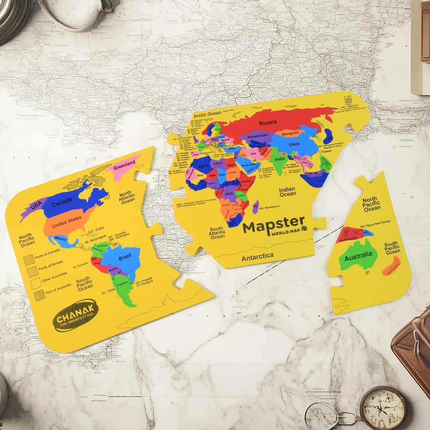 Aditi Mapster World Map Eva Foam Puzzle Set - Zidbik