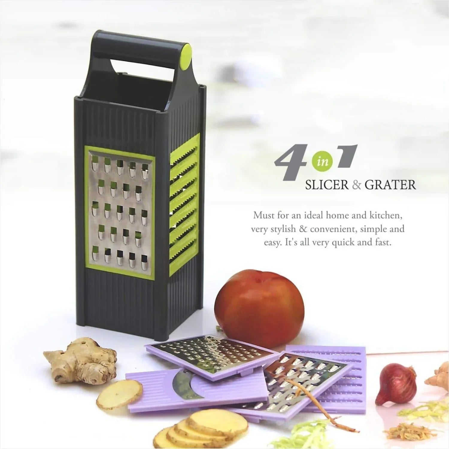 2650 4 In 1 Plastic Vegetable And Fruit Grater And Slicer For Kitchen - Zidbik
