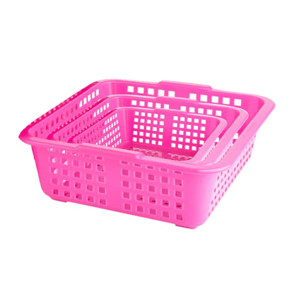 2484 Plastic Multiple Size Cane Fruit Baskets (3 Size Large Medium Small) - Zidbik