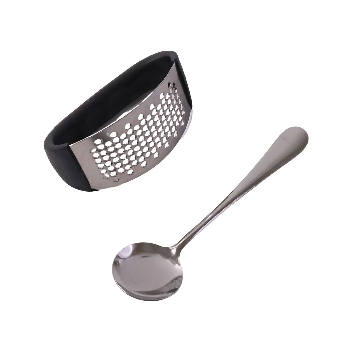 Heavy-duty Garlic Press Tool With Spoon Set (2 Pc Set) - Zidbik