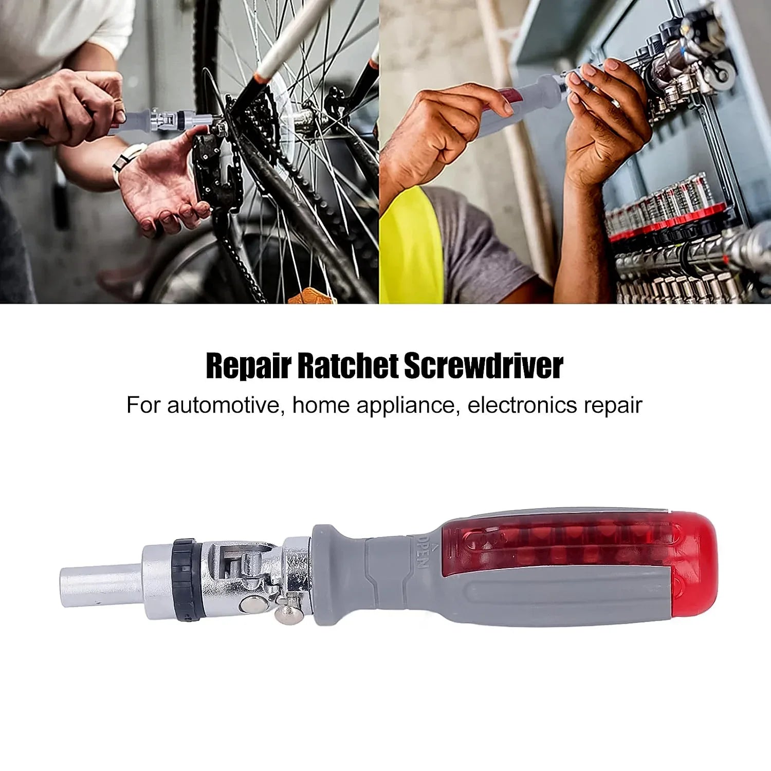Multi Bits Ratchet Screwdriver Set Adjustable Angle Two-way Ratcheting Screwdriver (1 Set) - Zidbik