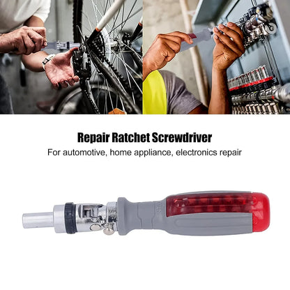 Multi Bits Ratchet Screwdriver Set Adjustable Angle Two-way Ratcheting Screwdriver (1 Set) - Zidbik