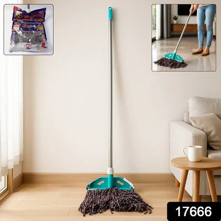 Premium Cotton Yarn Floor Cleaning Mop With Long Handle (1 Pc) - Zidbik
