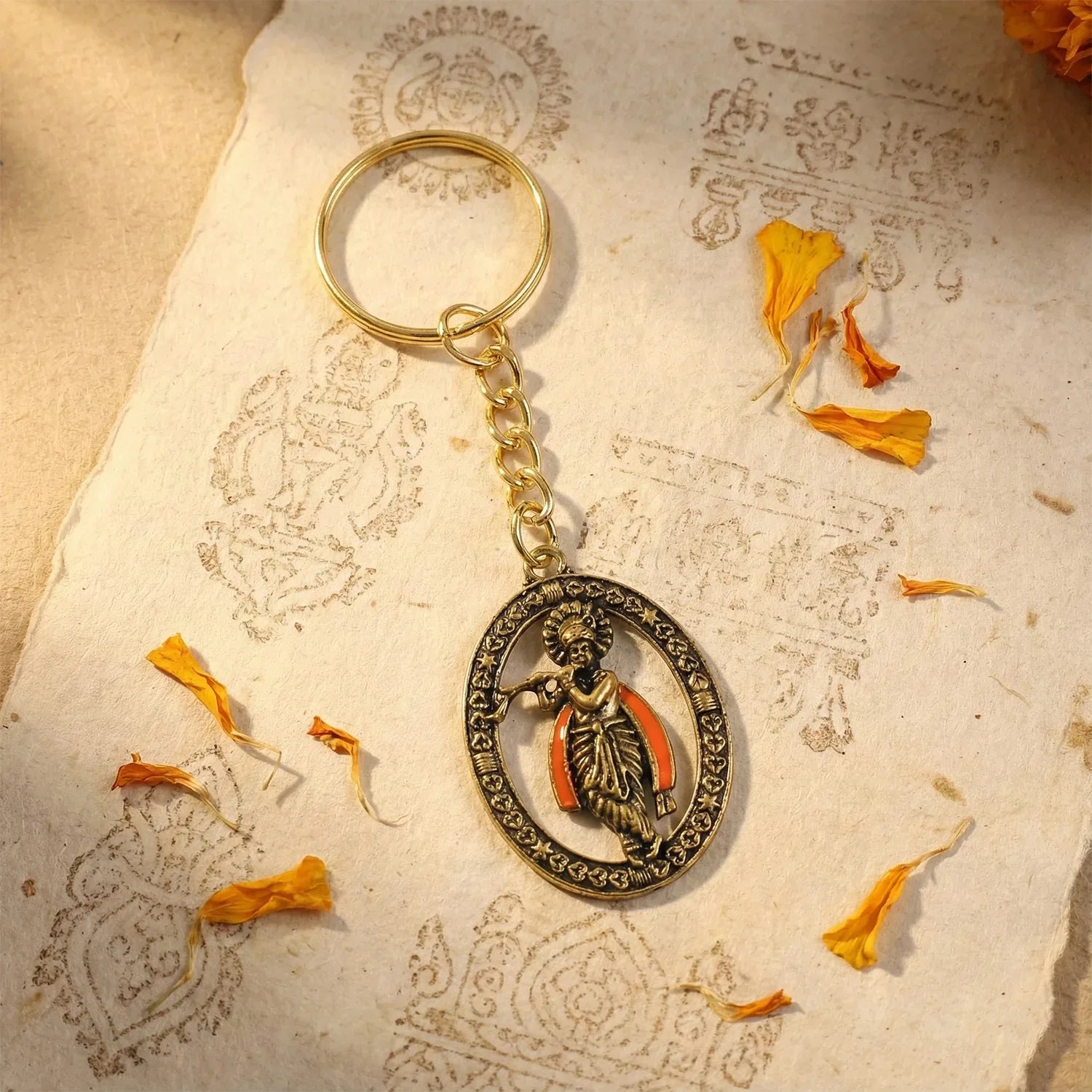 Metal Traditional Decorative Lord Krishna Keychain (1 Pc) - Zidbik