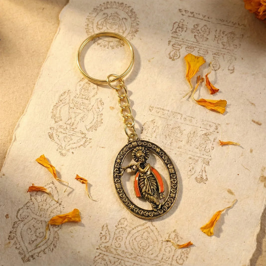 Metal Traditional Decorative Lord Krishna Keychain (1 Pc) - Zidbik