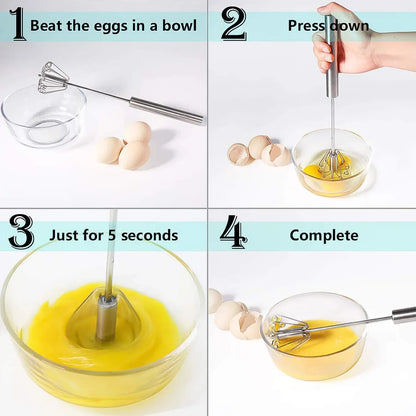 Hand Push Mixer Egg Whisk Stainless Steel Blender (1 Pc) - Zidbik