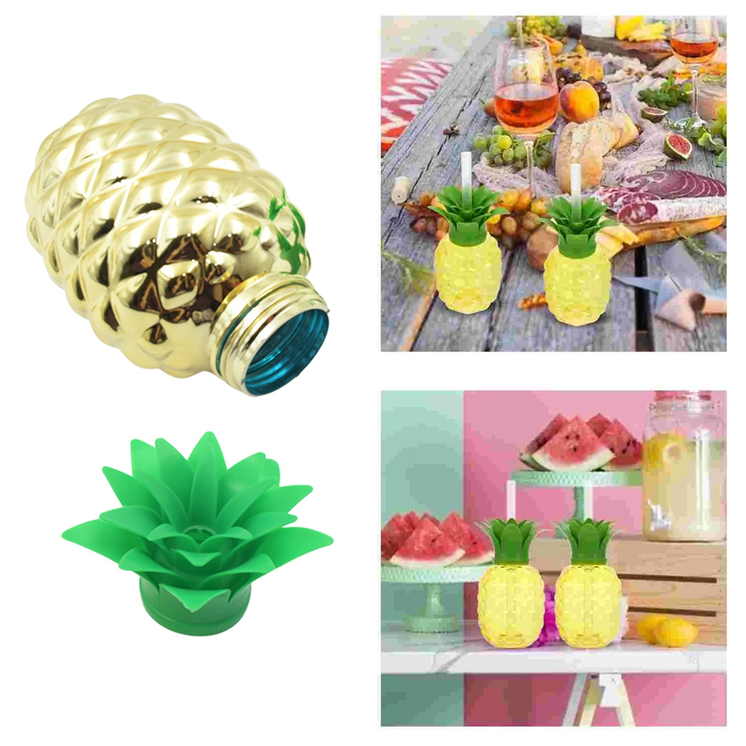 8447 Plastic Pineapple Cups With Straw Pineapple Party Favors Summer Hawaiian And Beach Party Decorations For Kids Adults With Brown Box(1 Pc) - Zidbik