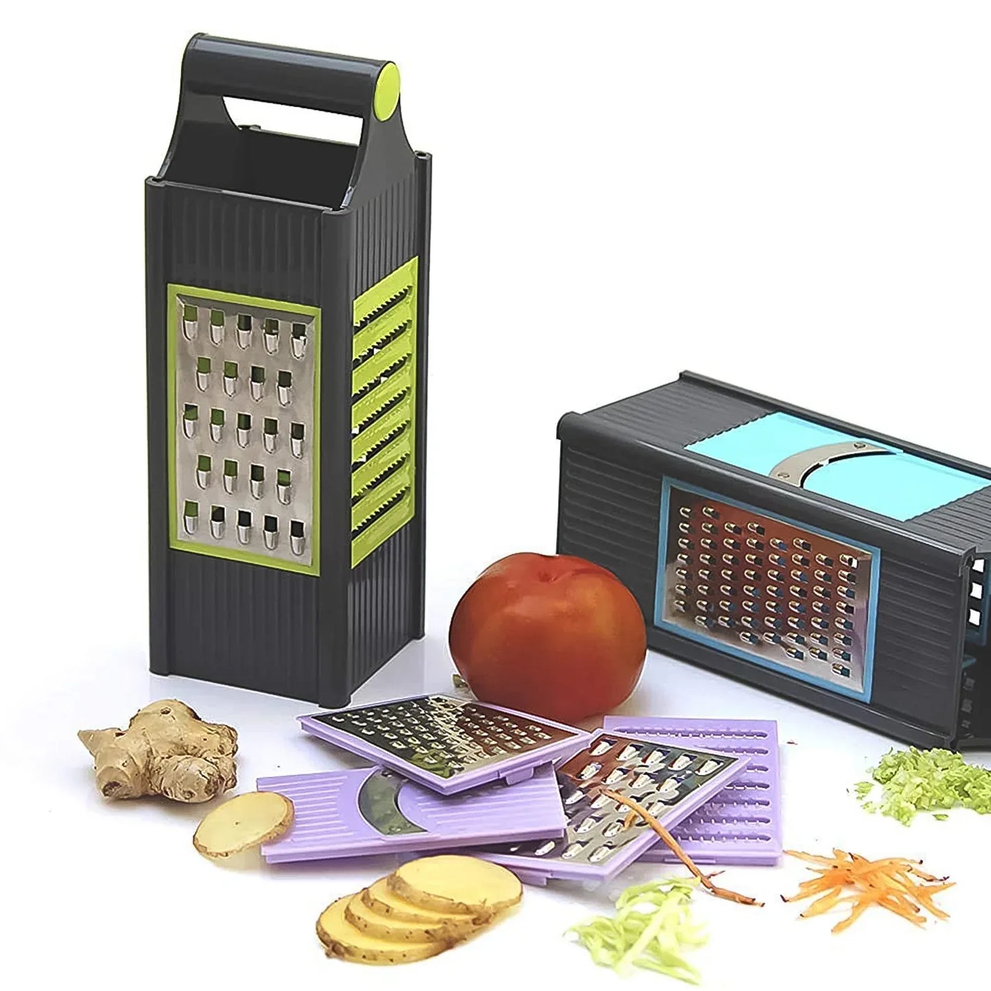 Steel And Plastic 4 In 1 Vegetable Fruit Slicer Grater Slicer (1 Pc) - Zidbik