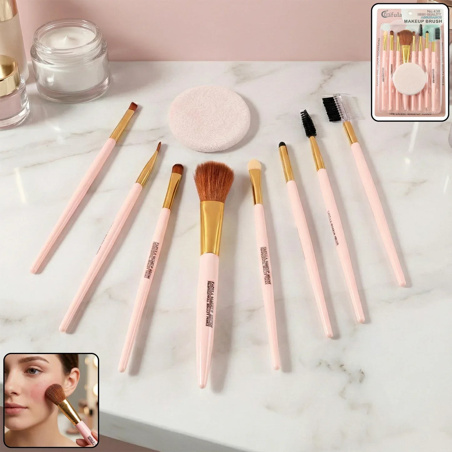 9-in-1 Professional Makeup Brush Set (1 Set) - Zidbik