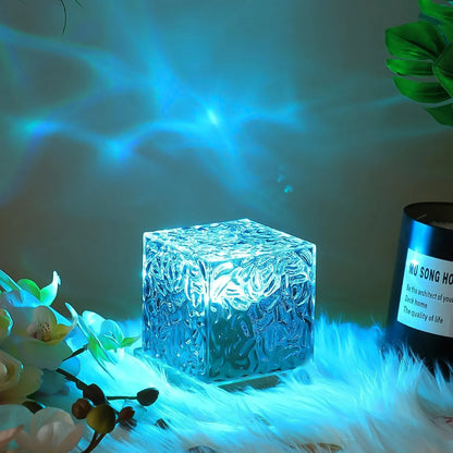 Dynamic Rotating Water Ripple Night Lamp With Remote - Zidbik