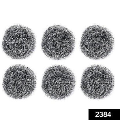 2384 Round Shape Stainless Steel Scrubber (Pack Of 6) - Zidbik