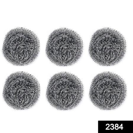 2384 Round Shape Stainless Steel Scrubber (Pack Of 6) - Zidbik