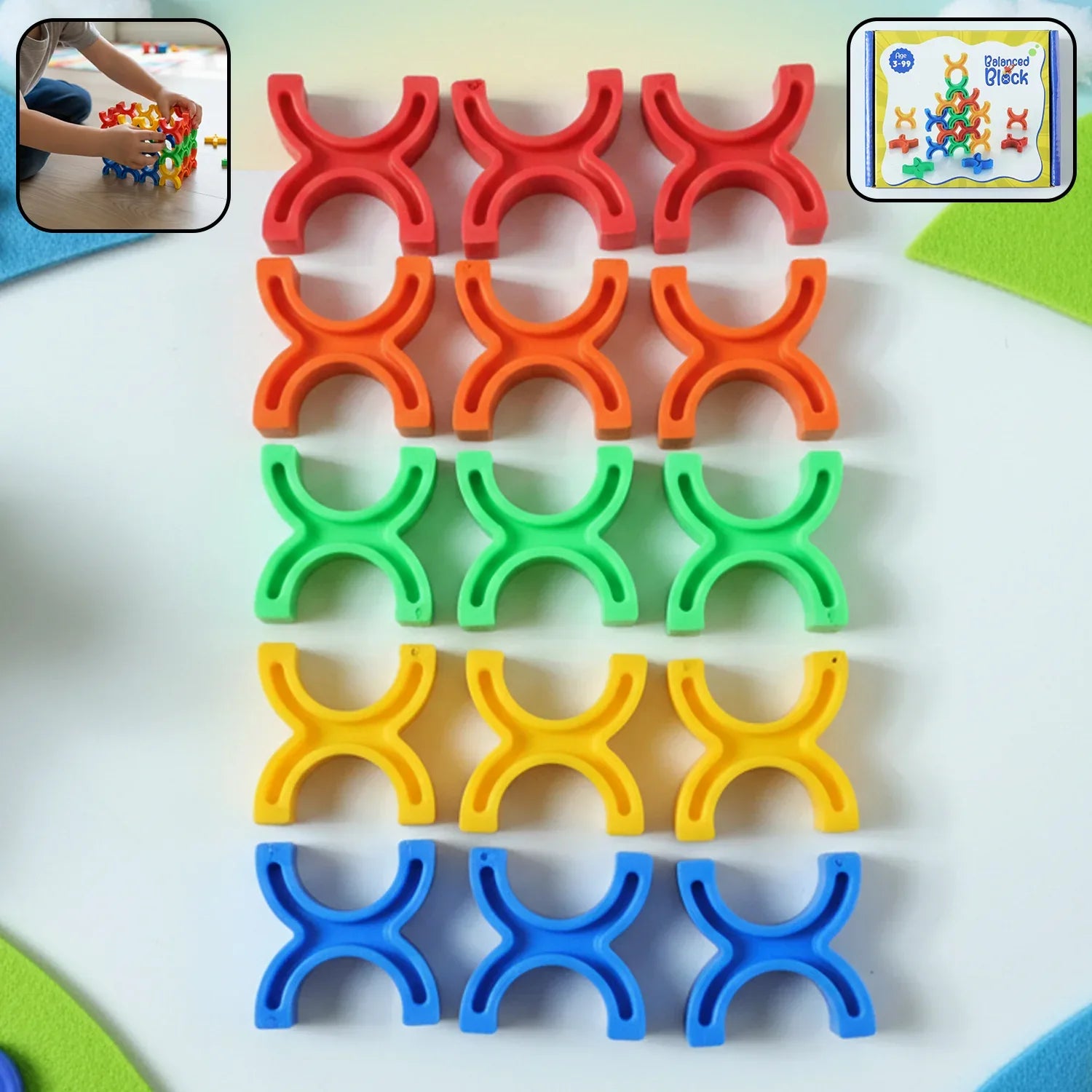 Balanced Block Colorful Interlocking Stacking Toy (1 Set) - Zidbik