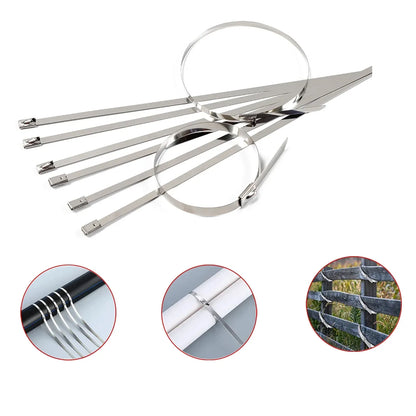 Stainless Steel Cable Tie (4.6x100mm 10 Pcs Set) - Zidbik