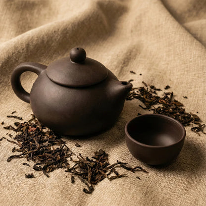Premium Black Clay Ceramic Tea Set With Teapot 4 Cups - Zidbik
