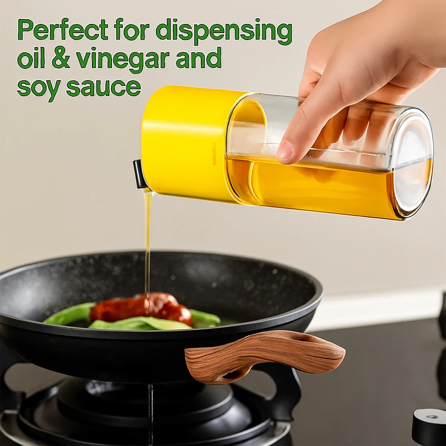 500 Ml Automatic Oil Dispenser Bottle With One-touch Controlled Pour Spout (1 Pc) - Zidbik