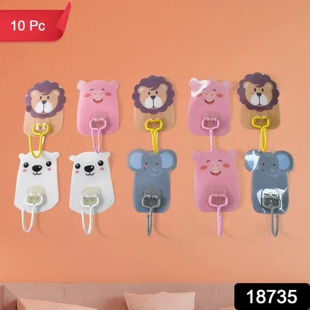 Wall Mounted Cartoon Hooks Self Adhesive Hooks (10 Pcs Set) - Zidbik